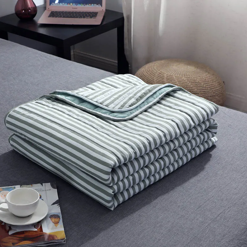 green stripe Soft Summer Quilt Breathable Throw Airplane Blankets Office Sofa Bedding Comforter Bed Cover Student Bedspread - Цвет: green stripe