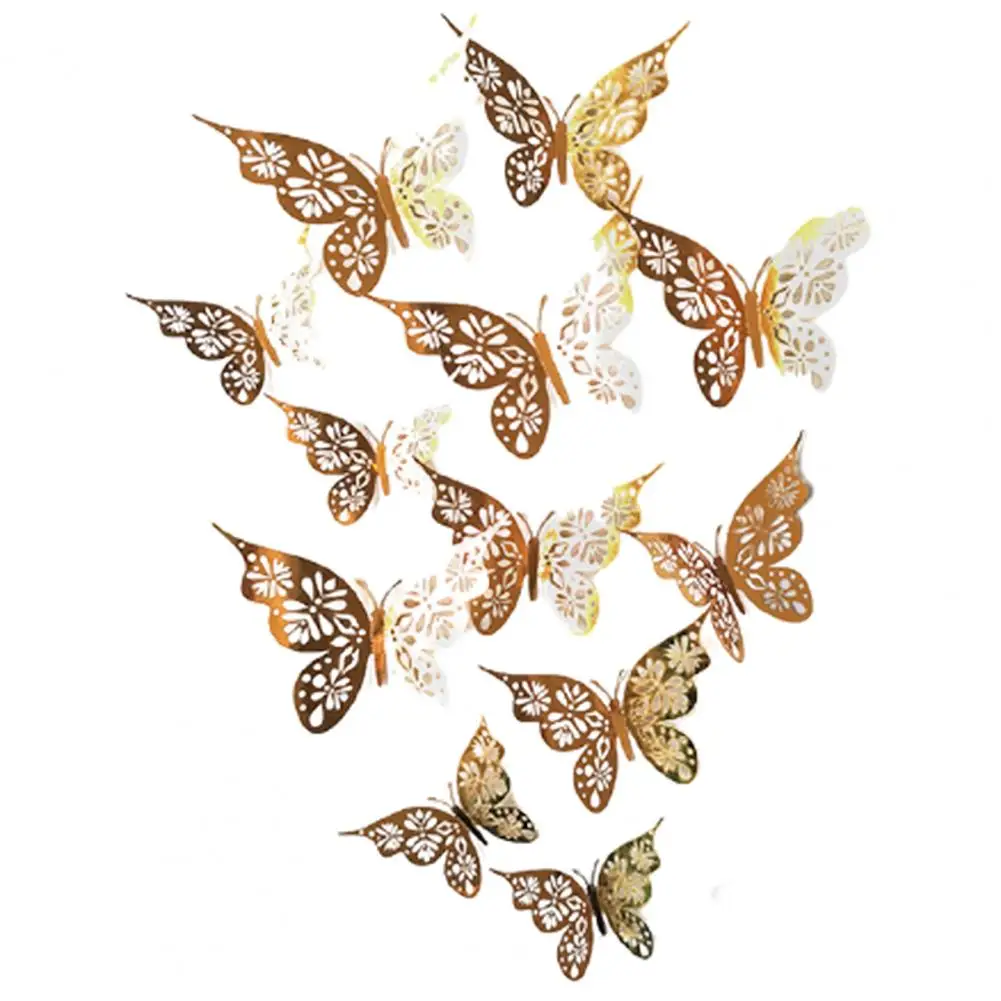 

HOT SALES!!! 12Pcs 3D Hollow Butterfly Home Kids Living Room Bedroom Wall Sticker Decor Decal