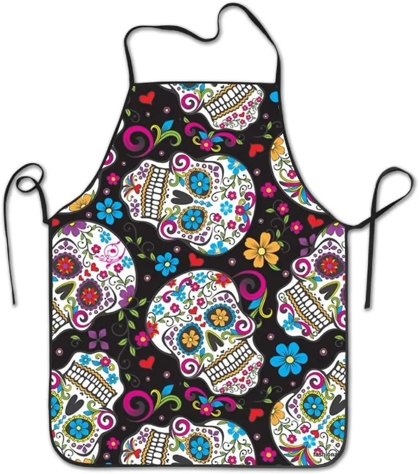 

Фартук Кухонный унисекс, цветной, с рисунком сахарных черепов