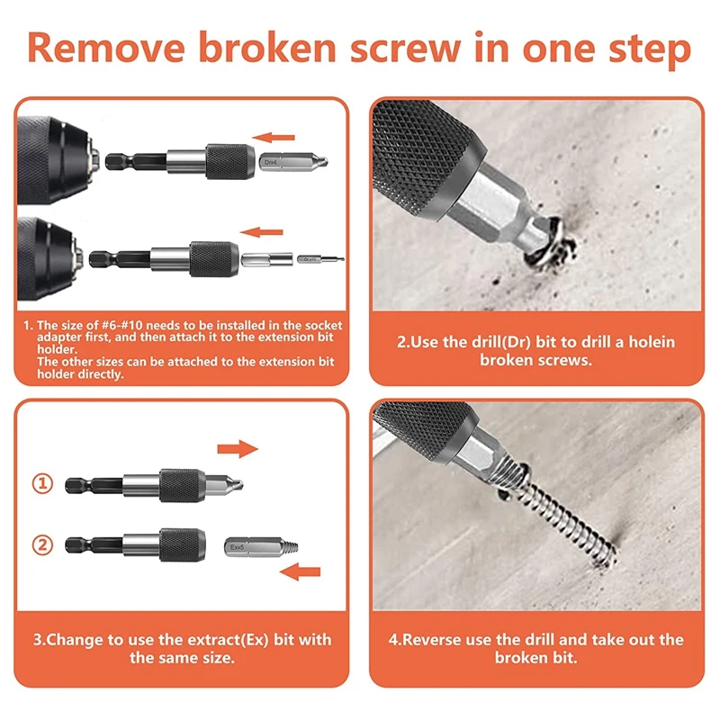 

22 Pcs Daed Screw Extractor Drill Bit Extractor Drill Set Broken Speed Out Bolt Extractor Bolt Stud Remover Tool