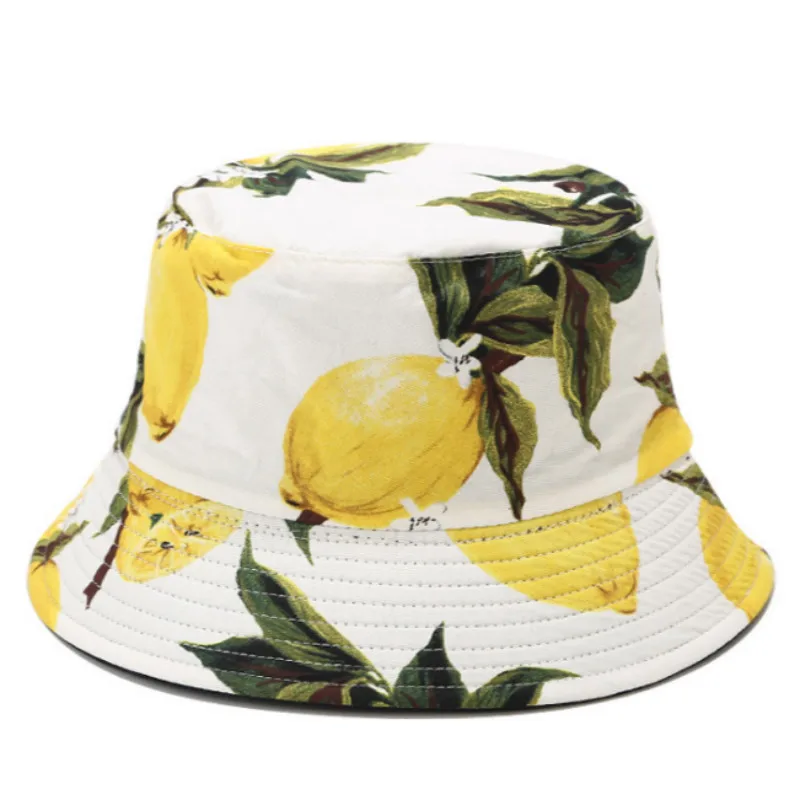 Панама женская с принтом лимона двусторонняя шапка фруктами для спорта на