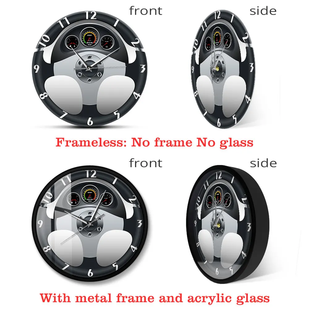 Спортивные автомобильные настенные часы с принтом на руль и приборную панель