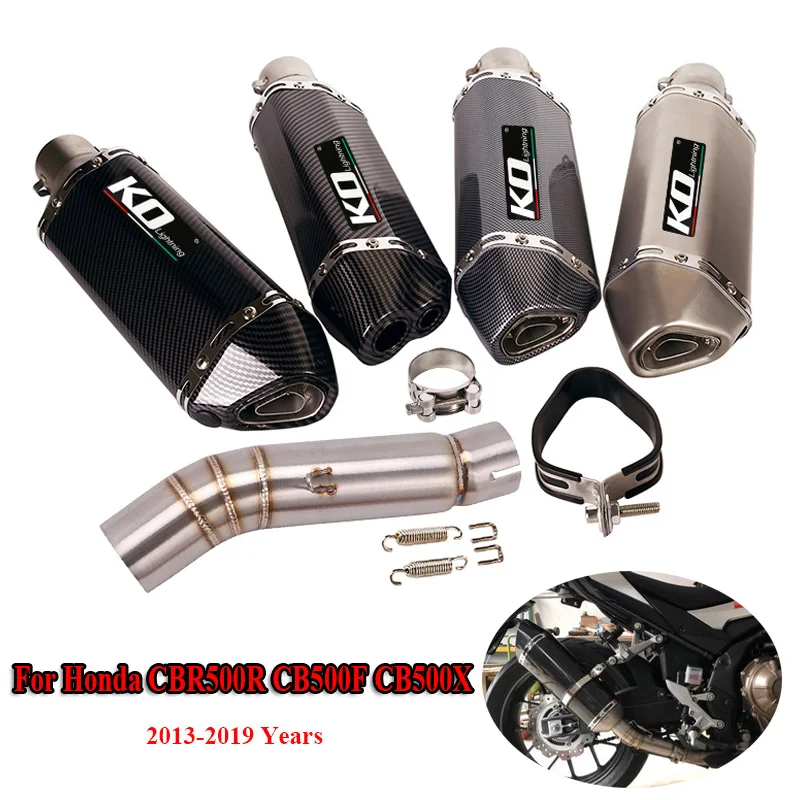 

Motorcycle Exhaut Middle Link Pipe Connecting Muffler End Pipe Set System Slip On for Honda CBR500R CB500X CB500F 2013-2018 2019