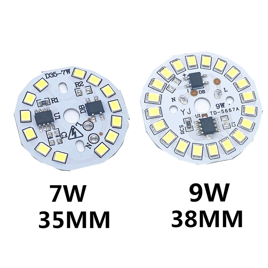 Светодиодная печатная плата SMD2835 с интегрированным IC драйвером 10 шт. 3 Вт 5 7 9 12 15 18