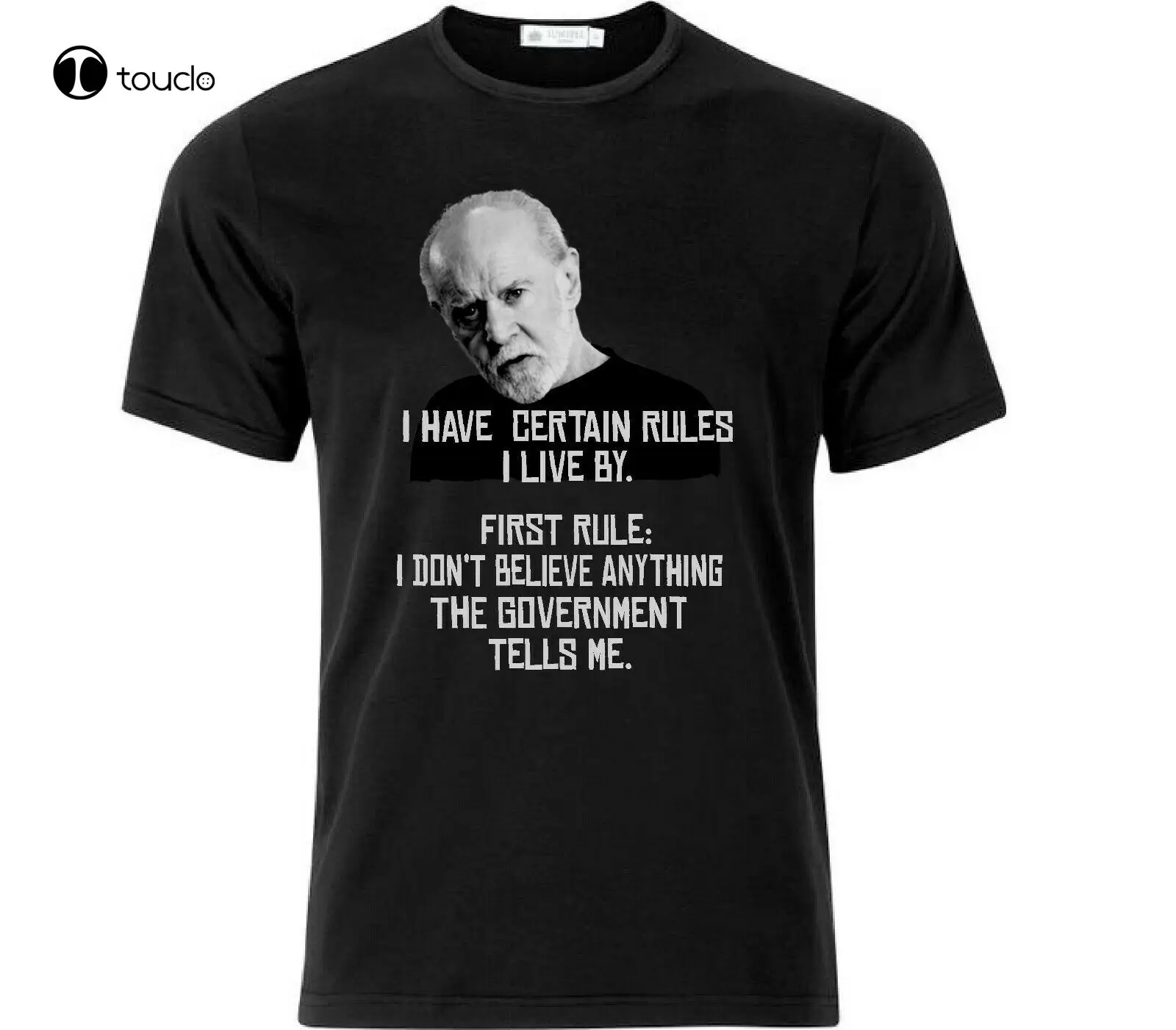 

George Carlin Government Lies T Shirt Black Tee Shirt