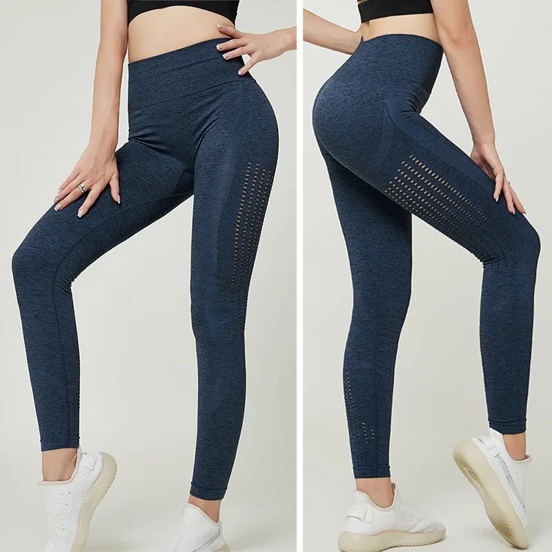 Женские однотонные спортивные Леггинсы с высокой талией Бесшовные штаны для