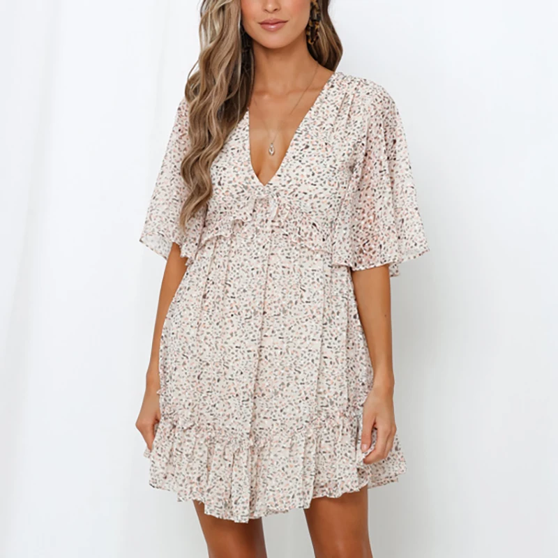 2020 летний сексуальный глубокий v образный вырез стиль бохо женское платье со