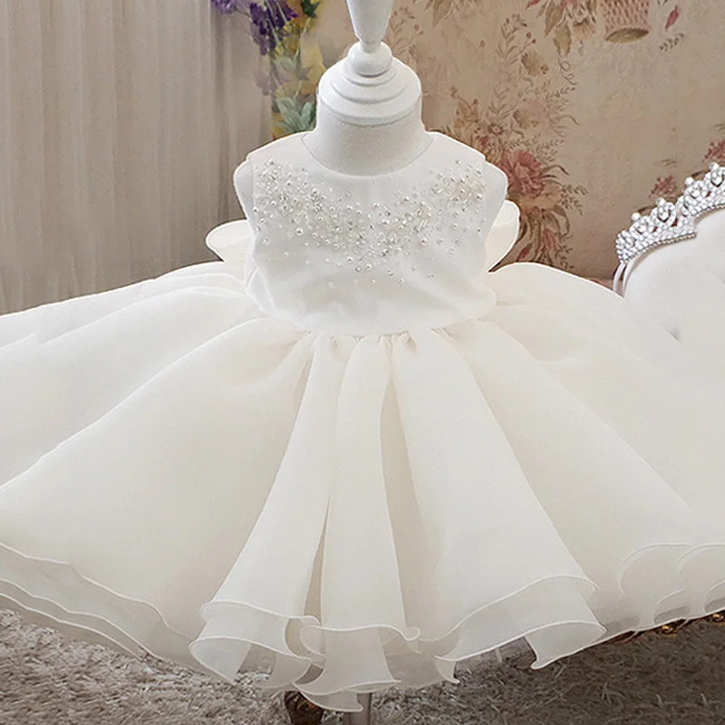 Платье для маленьких девочек с блестками и бусинами платья крещения на 1 год