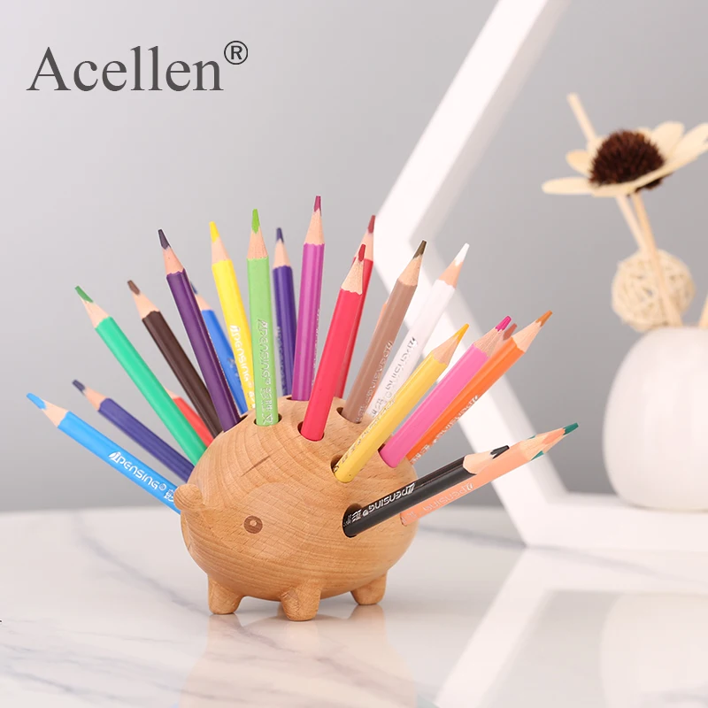 Деревянные миниатюрные фигурки животные держатель для ручки офисное украшение