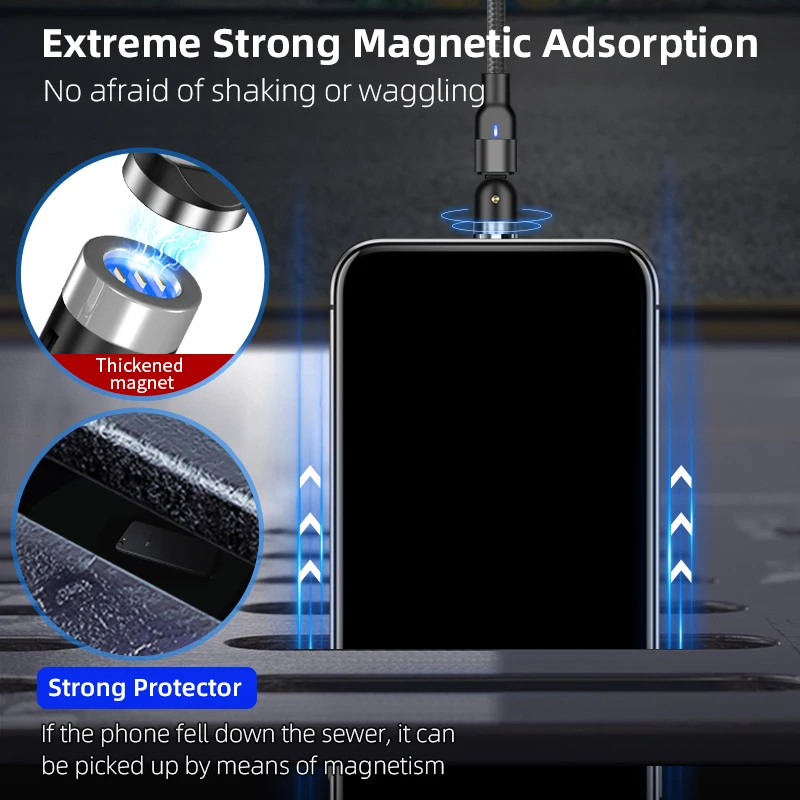 Магнитный usb кабель на 180 градусов Type C Micro USB 8 контактный зарядный для iPhone Samusng Huawei