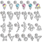 Новинка 1 шт. 16 г G23 Титан и сталь CZ драгоценный камень треугольник губа кольцо для губ Кристальный кластер хрящевой ткани уха Козелка завитка ушной раковины винт для пирсинга Fit Top