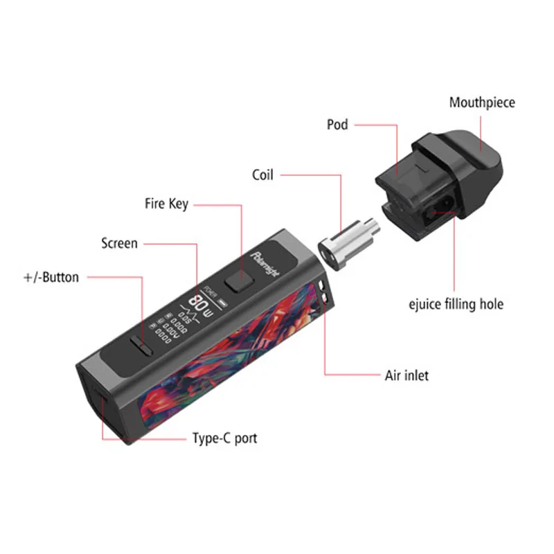 Оригинальный набор для вейпа Subtwo Taste King 80w Mod Pod с батареей 1500mAh и 3 5 дюймовым tft