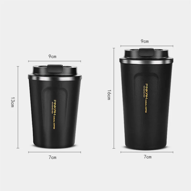 

380/510ml Thermos Coffee Mug 304 Stainless Steel Office Teacup Travel Portable Milk Cup Vacuum Flask Car Water Bottle Drinkware