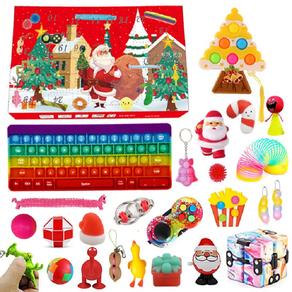 

2021 New 24 Fidget Advent Calendar Christmas Advent Countdown Calendar Surprise Anti-Stress New Year Blind Box Kid Toy Set Gift