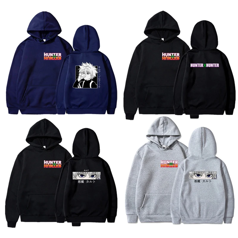 

Женские толстовки с аниме принтом с длинным рукавом HUNTERXHUNTER Повседневный пуловер с капюшоном одежда с капюшоном Толстовка для весны осени с...