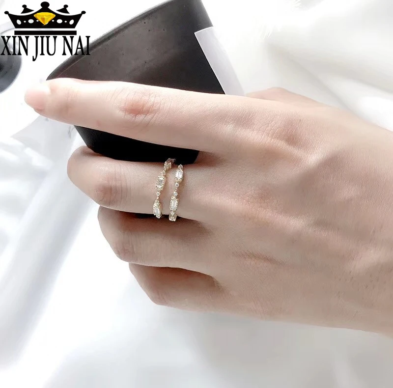 Свадебные Элегантные кольца с австрийским кристаллом золотого цвета