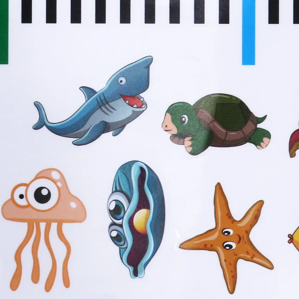 Height Measurement Wall Stickers Underwater Animal Pattern Children's Growth Chart Bedroom Cartoon Mural Art Decal | Дом и сад
