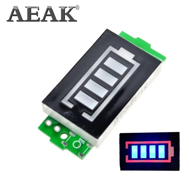Индикатор емкости литиевого аккумулятора AEAK 1S 4S 3 7 в 4 2 синий дисплей тестер