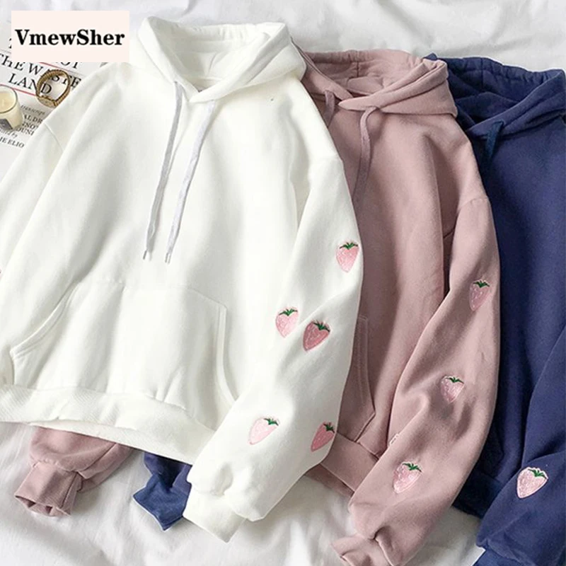 

Толстовка Женская флисовая с капюшоном, с вышивкой клубники