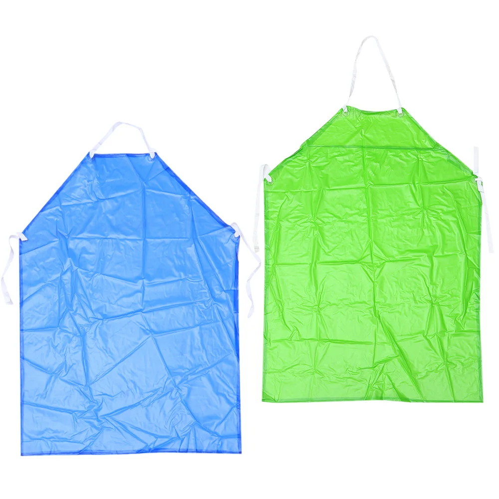 

2PCS Waterproof Oilproof Apron Acid-resistant Alkali-resistant Apron Five Colours Oxford Apron Heavy Duty PVC Apron for Home Off