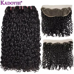 Двойные вытянутые Фунми волосы переплетения 3 + 1 пряди с 13x4Lace закрытием в обтягивающие локон, короткая стрижка, флекси вьющиеся Remy Пряди человеческих волос для наращивания