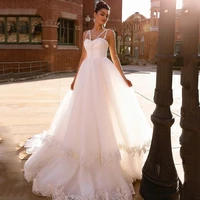 herburnl delicate wedding dress tube top tulle appliqu%c3%a9s elegant spaghetti straps sleeveless party dress robe de soir%c3%a9e