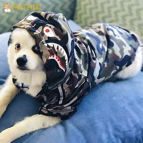 FATHIN Одежда для собак Adidog камуфляж Французский бульдог Pupreme Рубашка Собака Камуфляж ветровка Спорт ретро для собак Толстовка с капюшоном Домашние животные одежда
