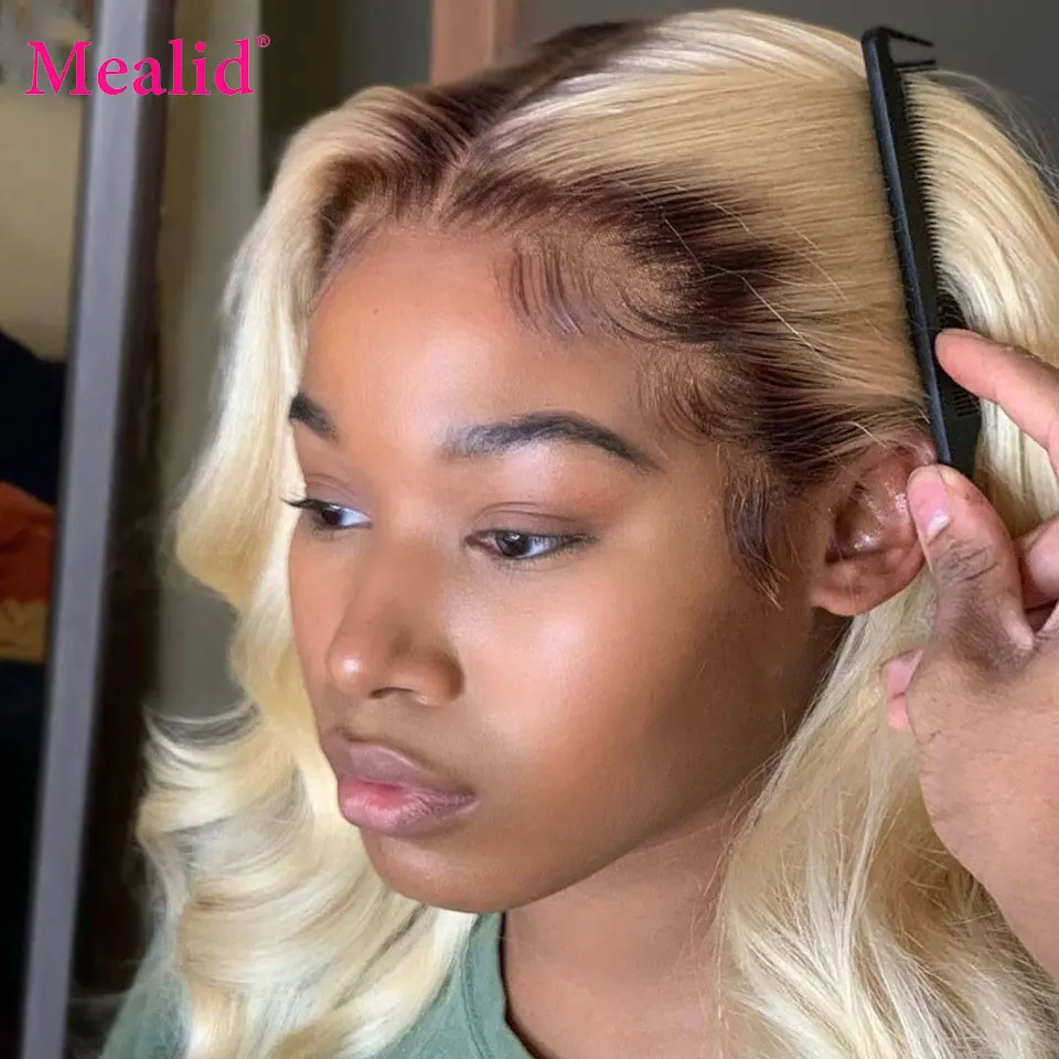 Mealid 150% плотность малазийские волнистые человеческие волосы Remy парики 2 тона