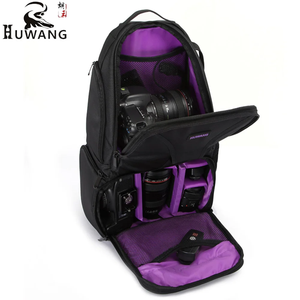 Purple Открытый SLR DSLR камера рюкзак профессиональная Водонепроницаемая камера сумка большая емкость для объектива камеры и штатива - Цвет: Purple