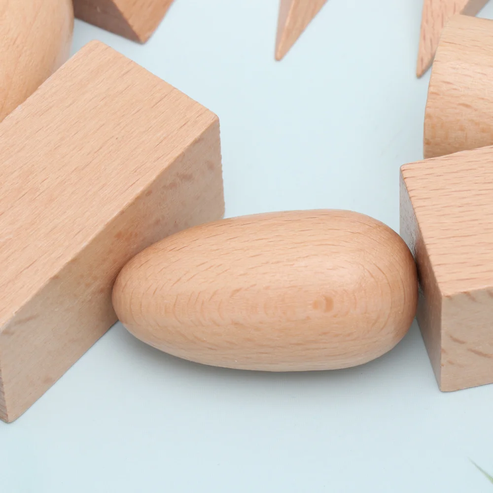 

11 Pcs Geometric Solids Wooden Montessori Toys Math Games Toys Blocks Math Manipulatives Geometry Set Geo Blocks with Tote for K