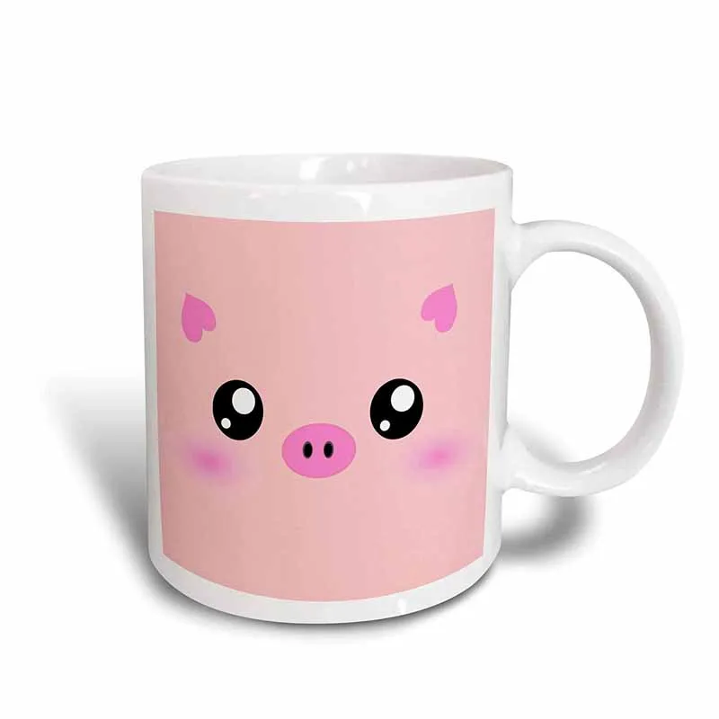 Милая розовая Минималистичная керамическая кружка с изображением лица свиньи