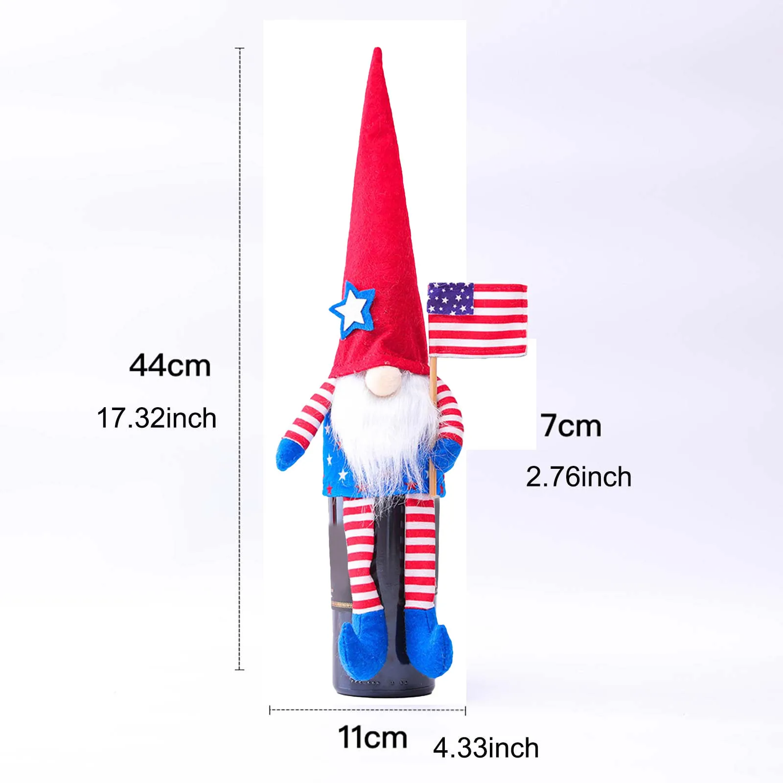 

New Patriotic Gnome Doll Bottle Set Dwarf Plush Doll Decorations Holiday Gifts Kawaii Decorative Ornaments Creative Plush Toys