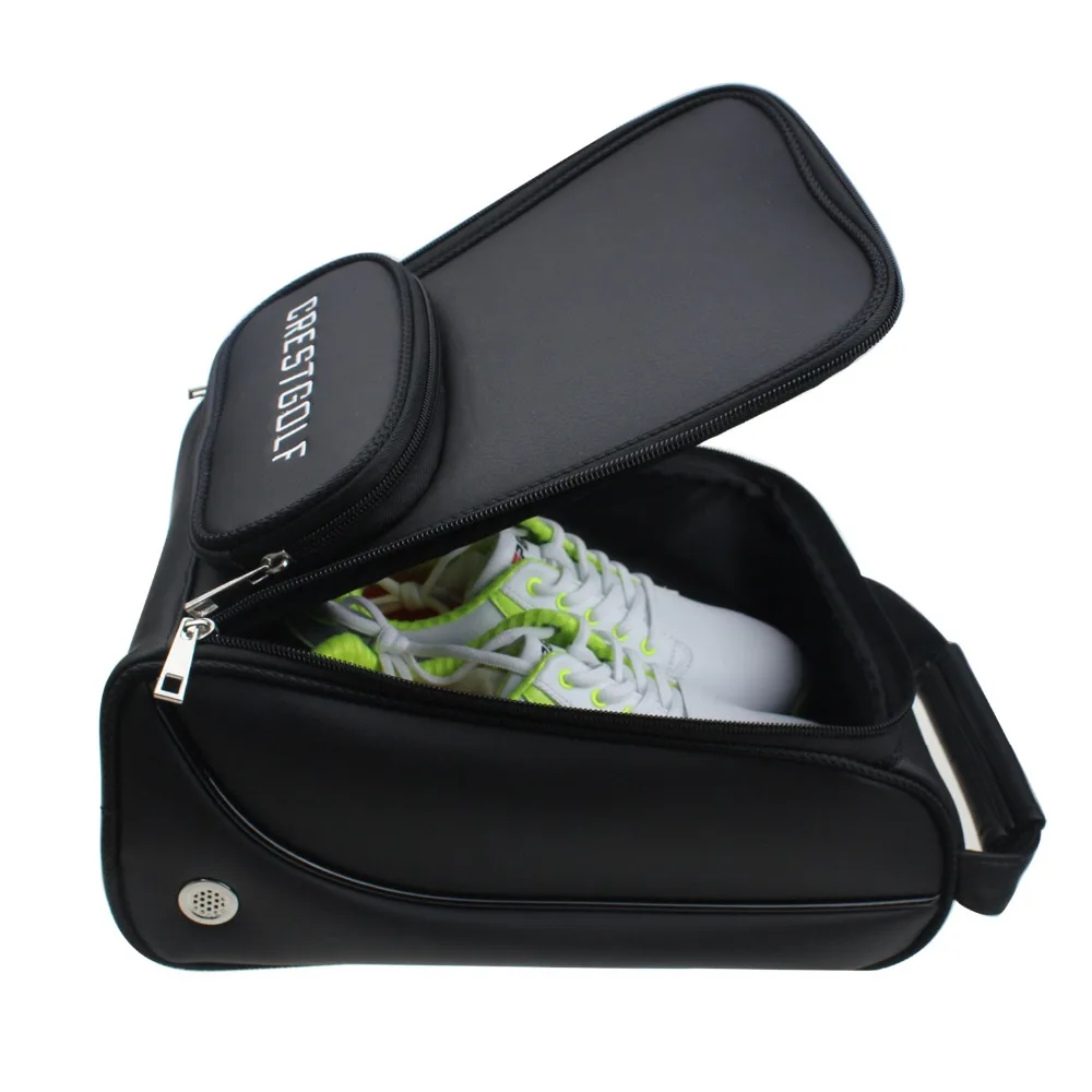 Фото CRESTGOLF Women And Men's Golf Shoes Bag PU Leather Waterproof Portable Golf Sports Shoes Bag №3