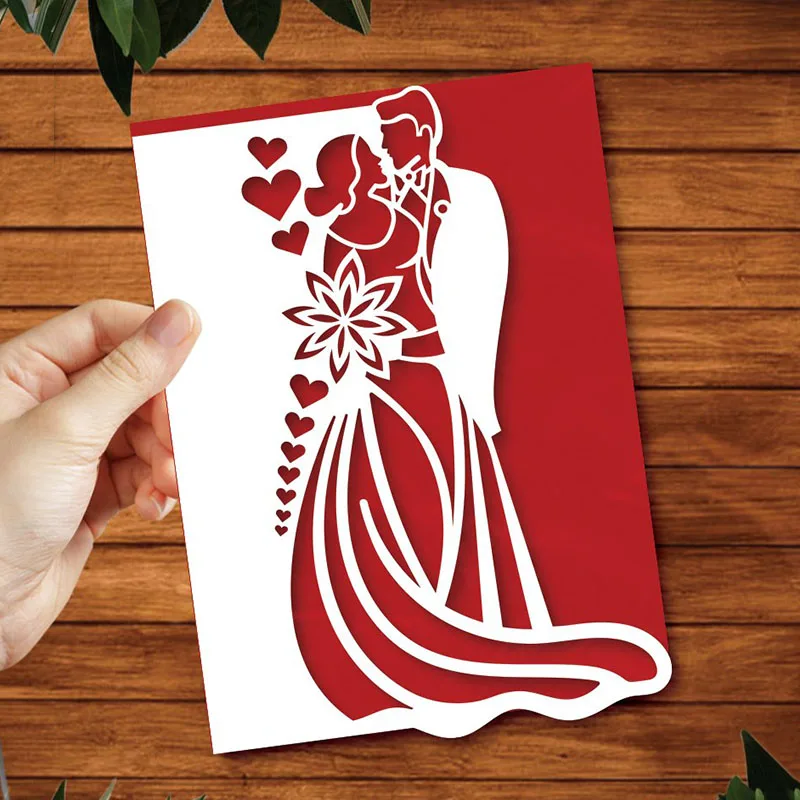 

Couple Wedding Valentine's Day Invitation Metal Cutting Dies Stencil Scrapbooking DIY Album Paper Card Embossing Decor Craft