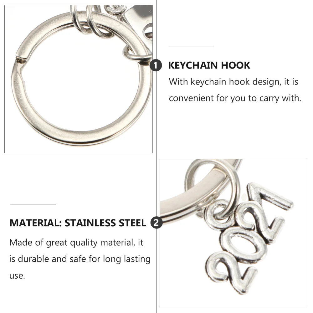 

2pcs 2021 Housewarming Gift New Home Keychain Stainless Steel Key Rings