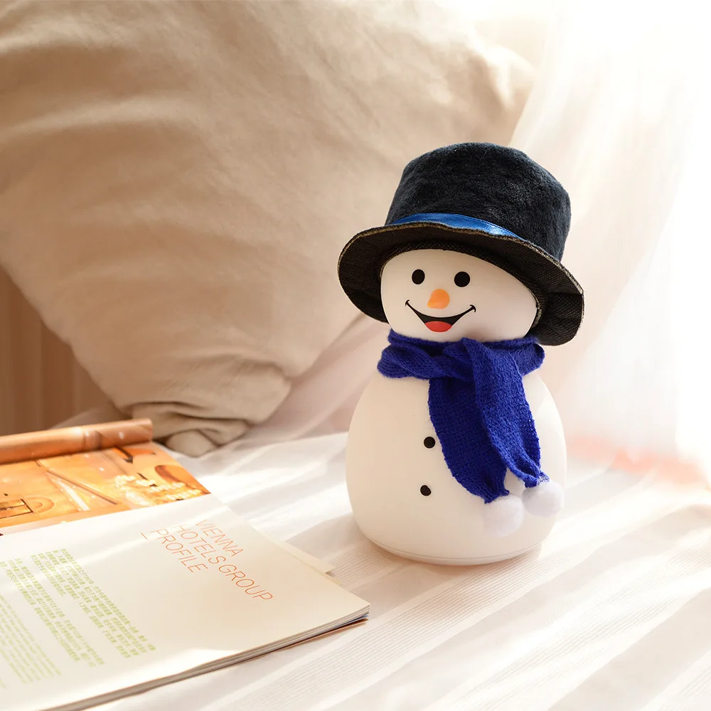Cartoon LED Colorful Snowman Silicone Lamp Rechargeable Bedroom Bedside Decoration Atmosphere Light Children's Christmas Gifts enlarge
