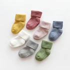 Хлопчатобумажные носки для новорожденных, осенне-зимние утепленные носки, нескользящие носки-тапочки для младенцев, носки-трубы для детей, для детей, для возраста от 2 до 8 лет
