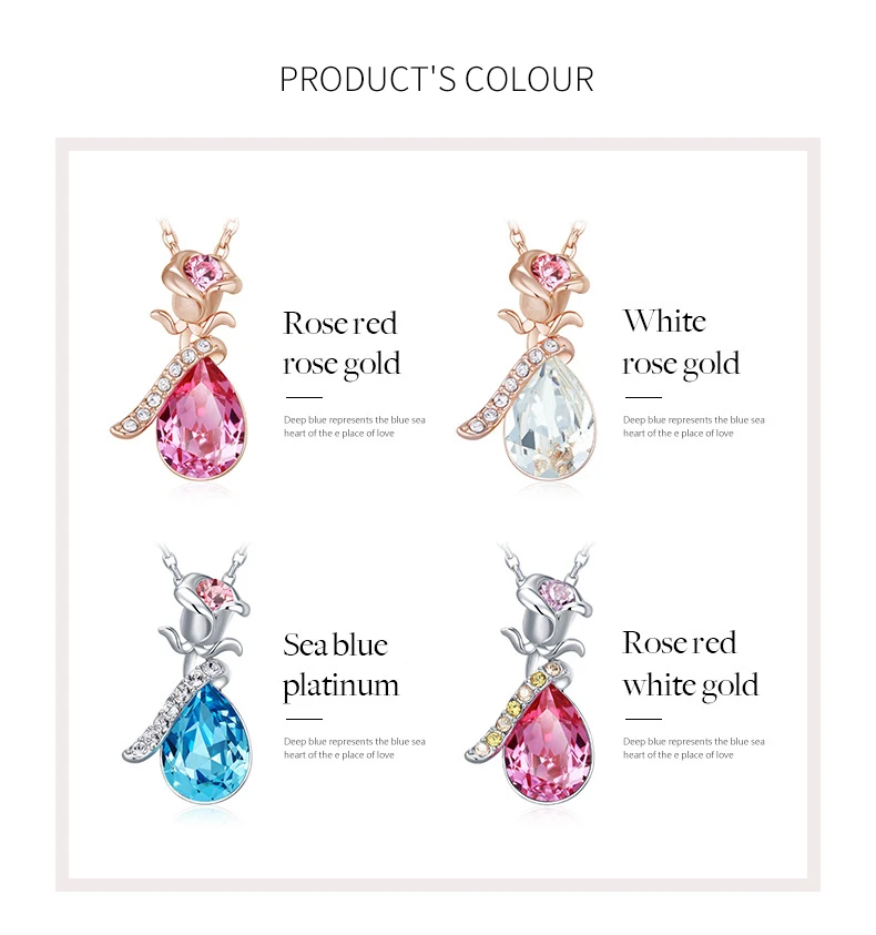 Ожерелье Warme Farben с кристаллами Swarovski для женщин, европейская Роза, Хрустальная подвеска, ожерелье, хорошее ювелирное изделие, колье