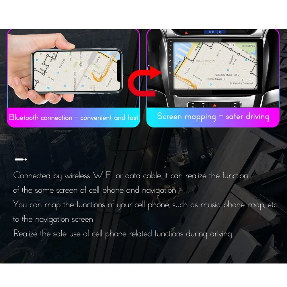 

1 шт., автомобильная магнитола 1DIN с сенсорным экраном 10,1 дюйма, GPS, Wi-Fi