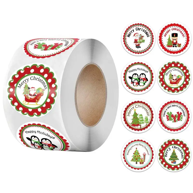 

500Pcs/Roll 1 Inch Christmas Theme Seal Labels Stickers Santa Claus For DIY Gift Baking Package Envelope Stationery Decoration