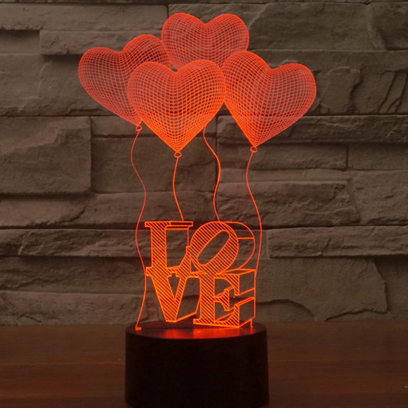 3D светодиодный ночной Светильник s воздушный шарик с надписью &quotлюбовь&quot 7