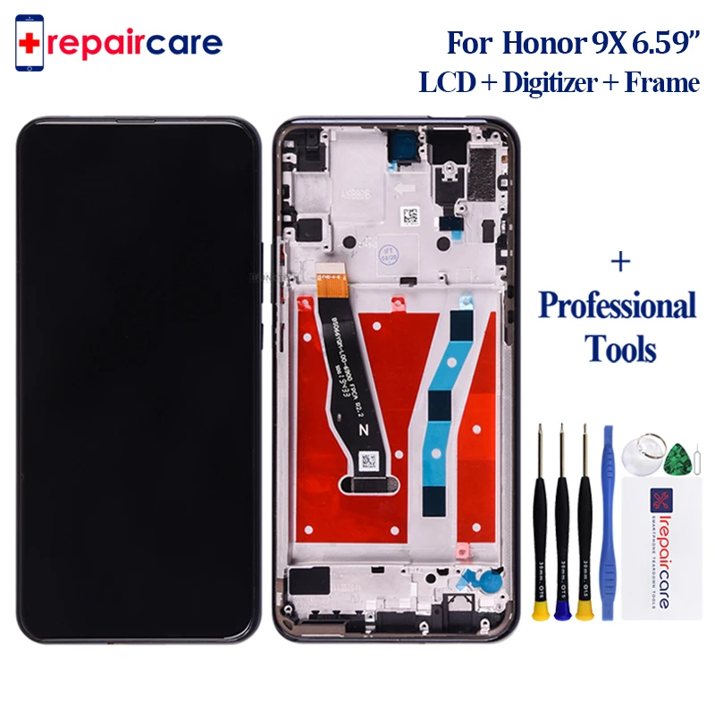 

ЖК-дисплей 6,59 дюйма для Honor 9X, сменный сенсорный экран в сборе для Huawei Honor 9X, ЖК-экран, искусственная яркость