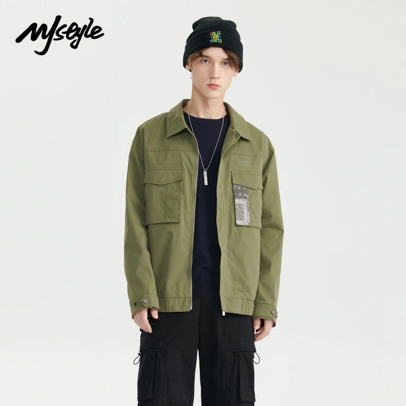 

Мужская одежда для работы MJ style 2021 на осень и зиму, стильная армейская зеленая куртка на молнии, пальто в американском стиле, верхняя одежда ...