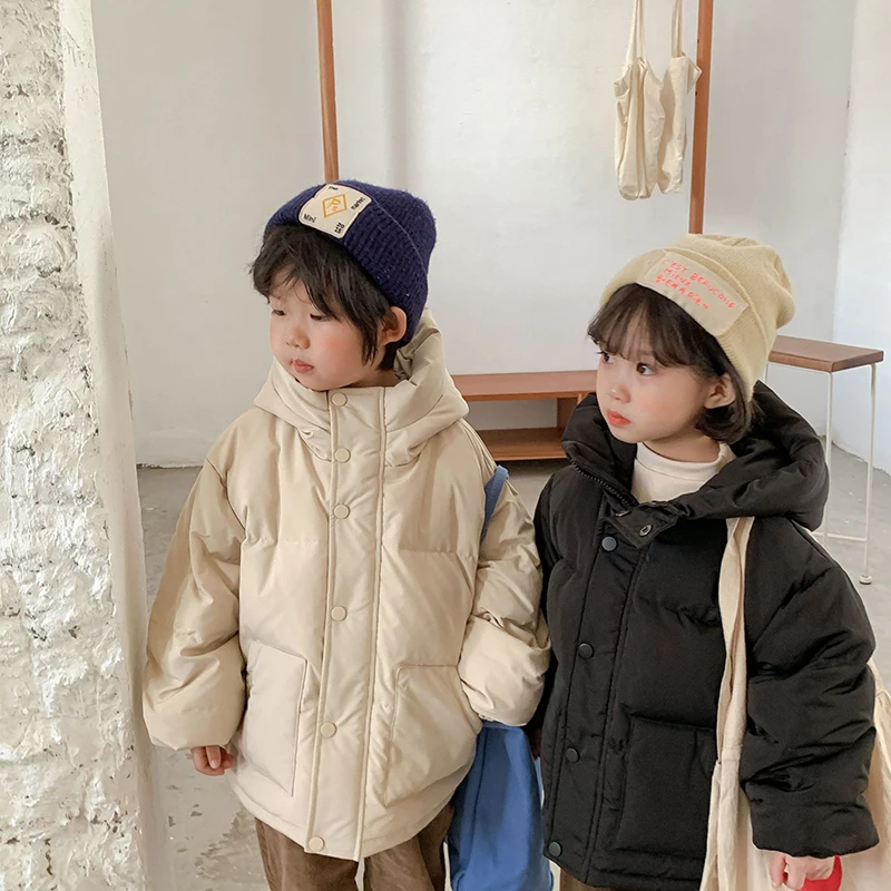 

Children Casual White Duck Down Jacket 2021 New Winter Kids Thick Warm Hooded Coat Baby Boys Girls Fashion Solid Outerwear 1-6Y