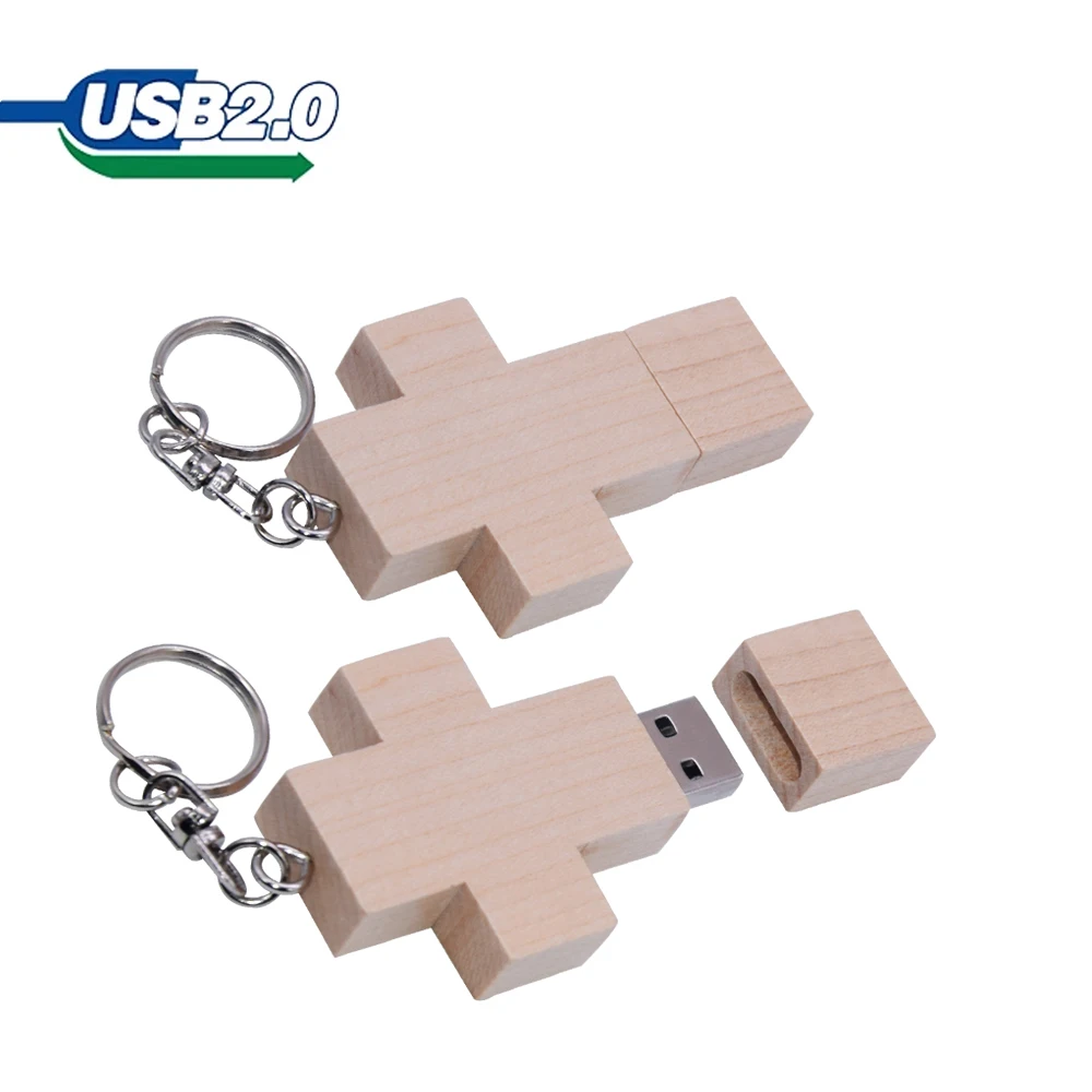 

wooden cross USB 2.0 usb flash drive keychain pendrive High speed 4GB 8gb 16GB 32GB 64GB Real capacity gift customer LOGO