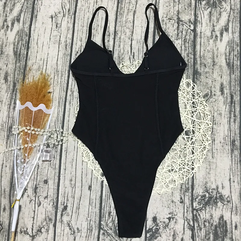 NUONEKO летний женский сексуальный бикини с открытой спиной Женский цельный черный
