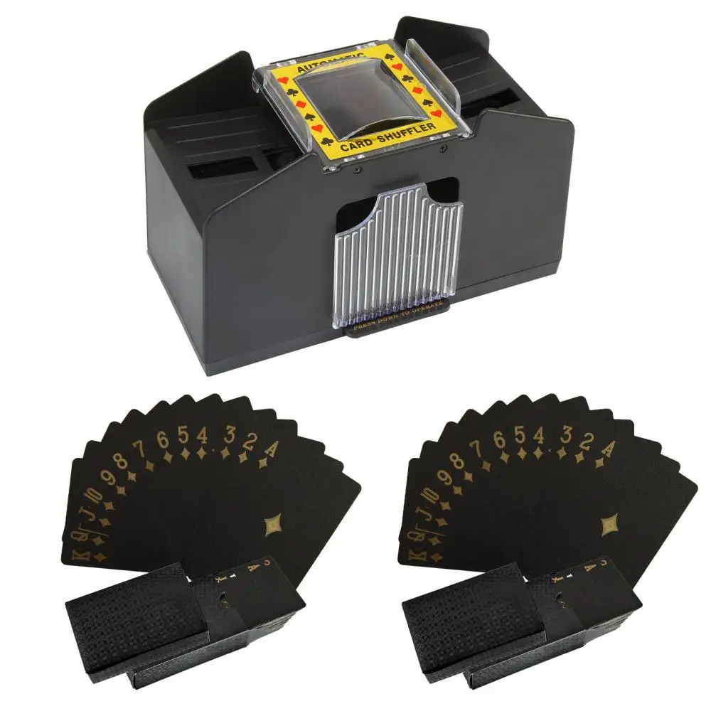 

50% Discounts Hot! 4 Deck Automatic Battery Operated Shuffling Machine Shuffler with Flexible Waterproof Plastic Poker Cards