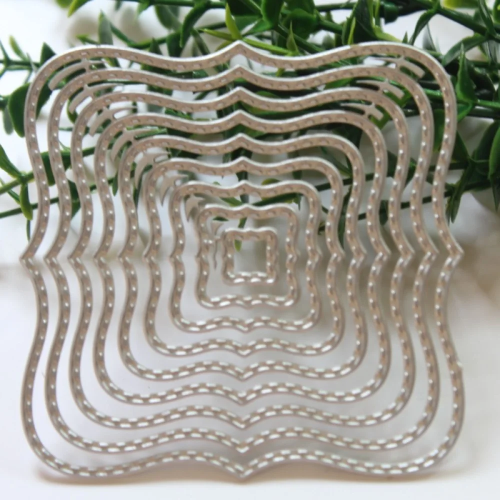 

9pcs Arc Wave Square Frame Metal Cutting Dies Stencils for DIY Scrapbooking/photo Album Stamps Decorative Embossing DIY Paper