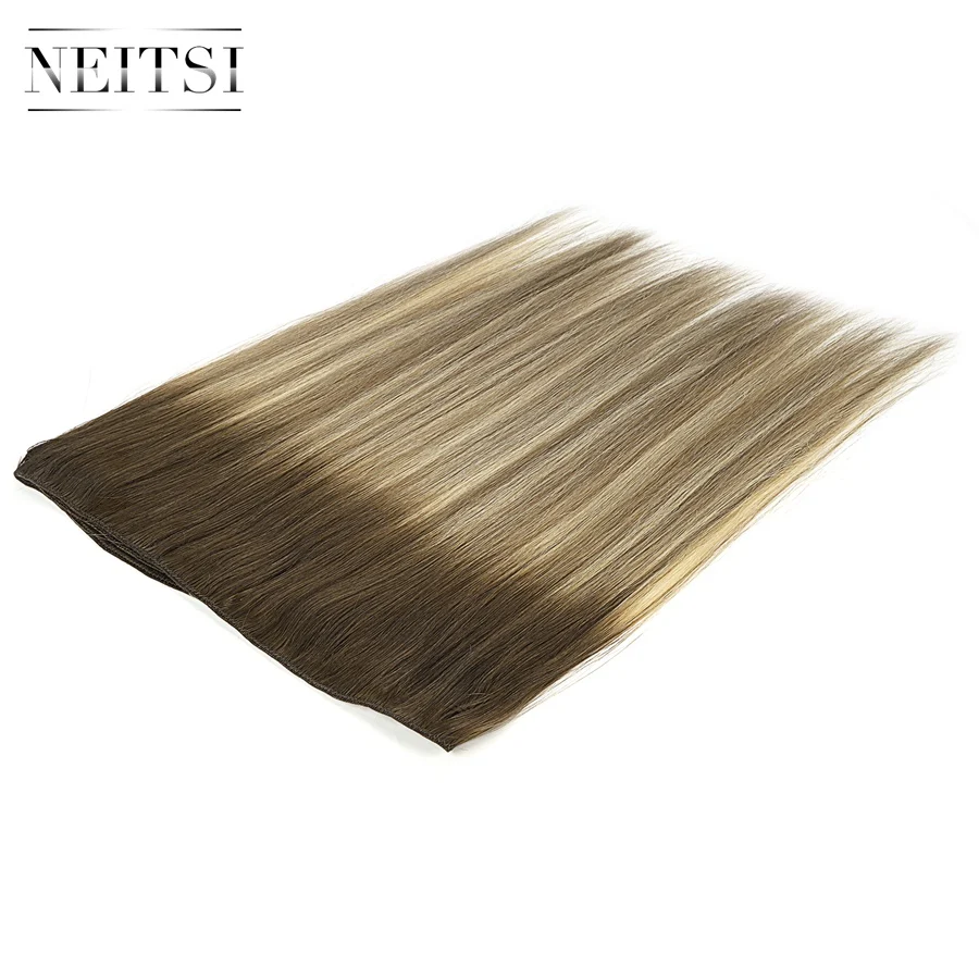 Neitsi прямые сложенные пополам волосы Remy человеческие волосы плетение для наращивания Balayage 2" 50 см 100 г/шт. Омбре прядь натуральных волос пучки