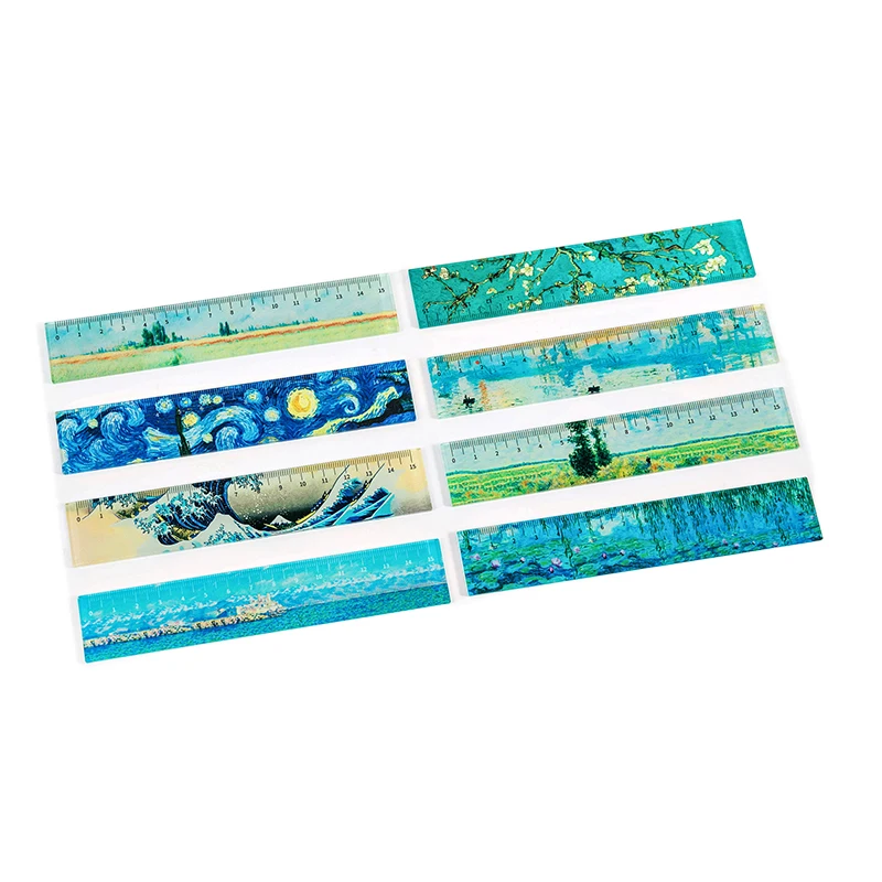 

15cm Retro Art Oil Painting Style Measuring Acrylic Ruler Van Gogh Bullet Journaling Accessories Aesthetic Korean Stationery